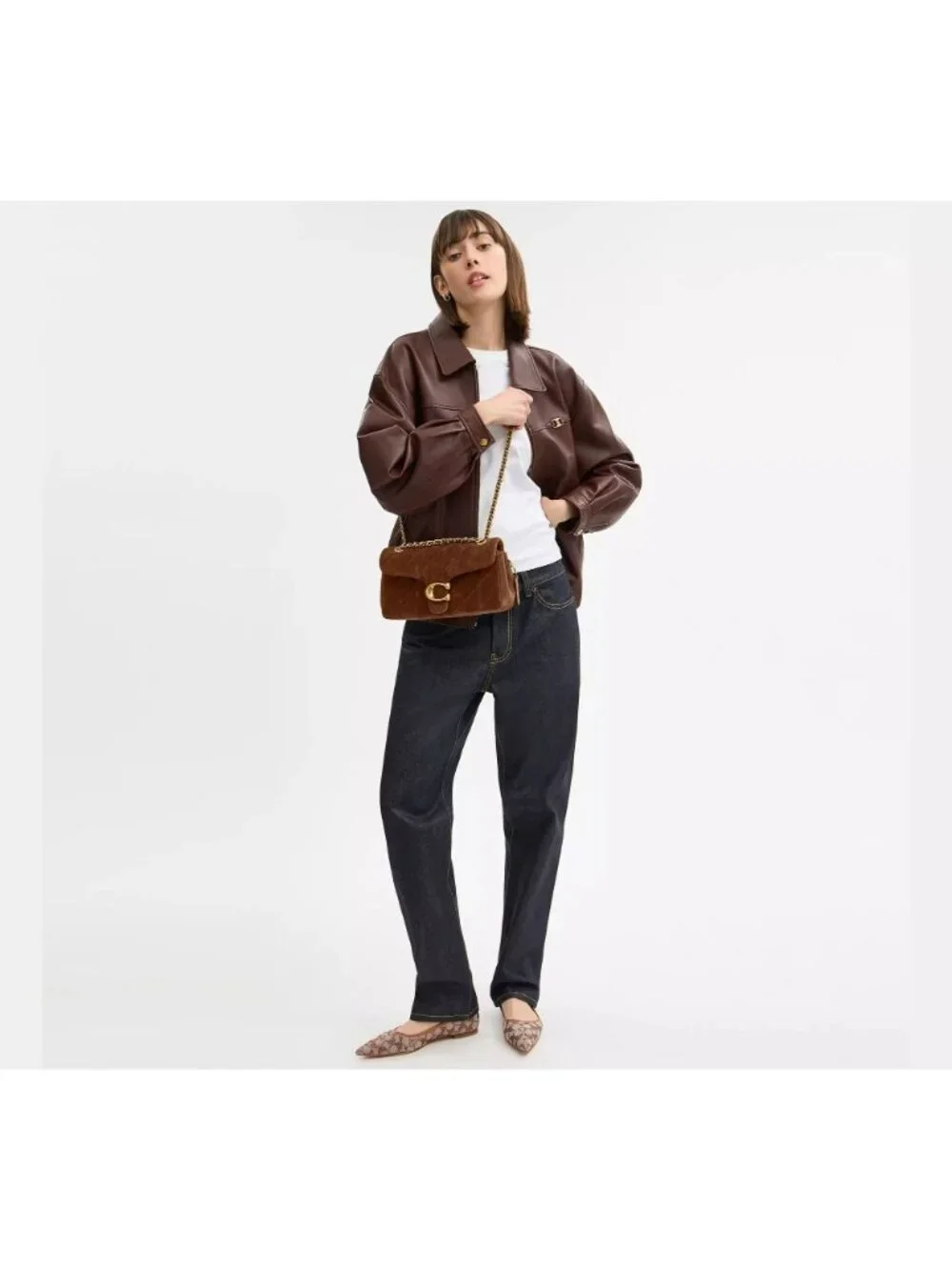 Coach Tabby Shoulder Bag 26 in Warm Brown Womens Suede Brass Hardware
